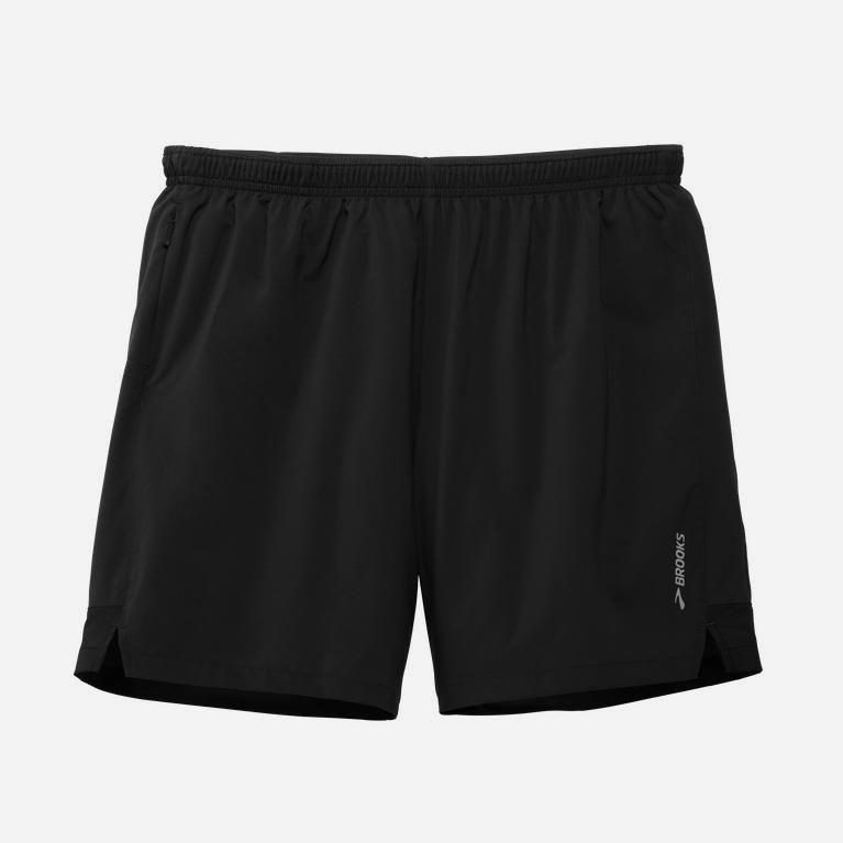 Brooks Go-To 7 Mens Running Shorts - Black - Philippines (634257EWP)